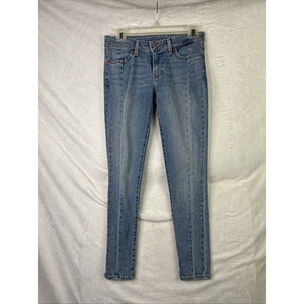 Levi's Womens Jeans 25x27 Light Wash Blue Stretch Denim Curved Seam